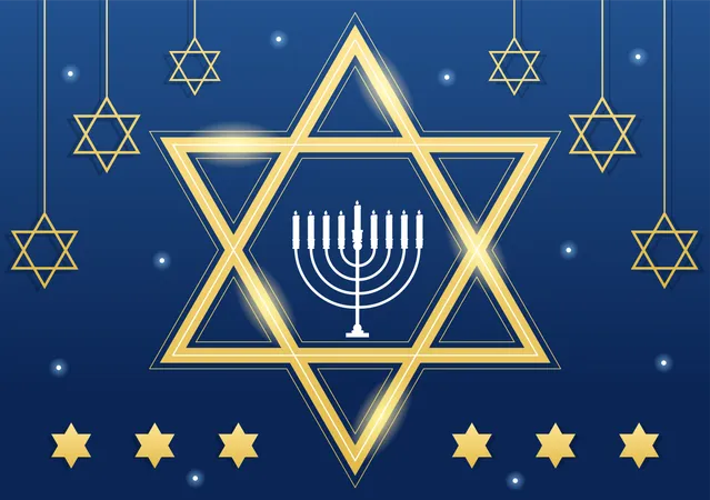 Free Feliz fiesta judía de Hanukkah  Ilustración