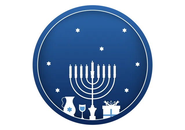 Free Feliz fiesta judía de Hanukkah  Ilustración