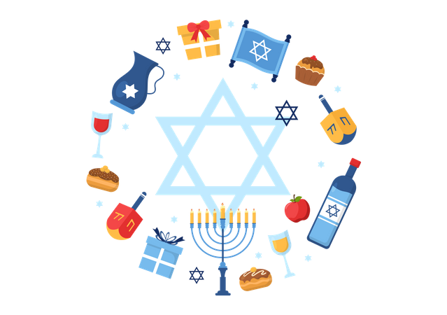 Free Feliz fiesta judía de Hanukkah  Ilustración