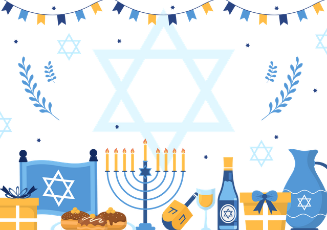 Free Feliz fiesta judía de Hanukkah  Ilustración
