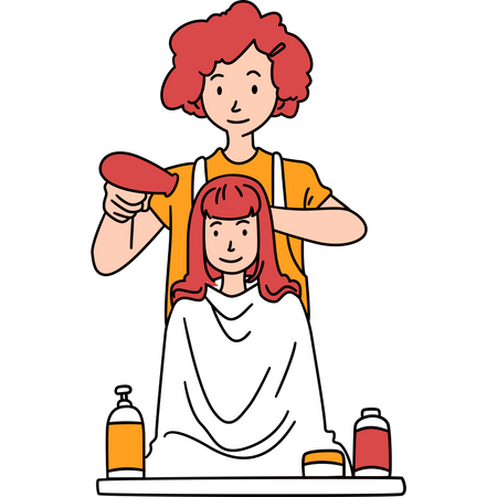 Free Female Hair stylist Tidying hair of girl  Illustration