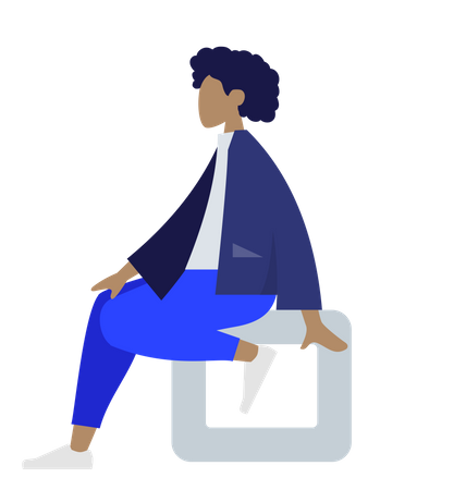Free Femme afro assise sur la place  Illustration