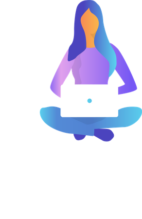 Free Femme assise et travaillant sur un ordinateur portable  Illustration