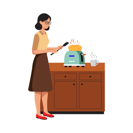 Free Cuisine féminine dans une cuisine traditionnelle  Illustration