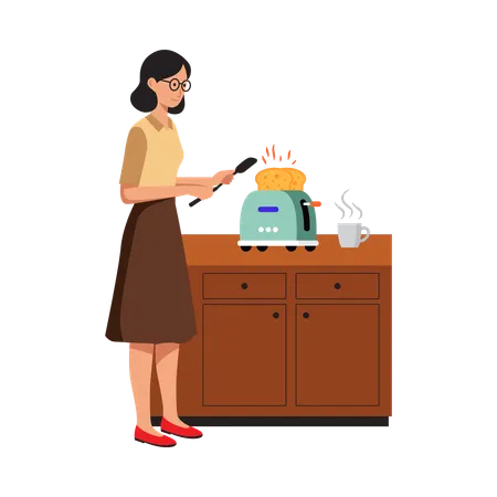 Free Cuisine féminine dans une cuisine traditionnelle  Illustration