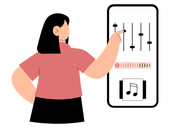 Free Femme écoutant de la musique sur mobile  Illustration