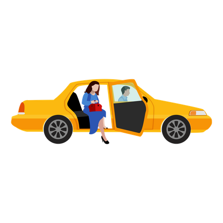 Free Femme montant dans un taxi  Illustration