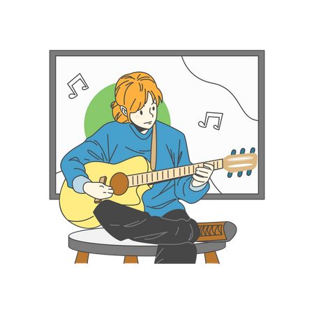 Free Femme jouant de la guitare  Illustration