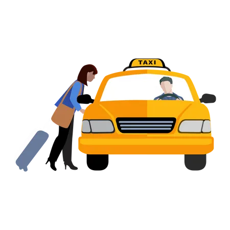 Free Femme parlant, chauffeur de taxi  Illustration
