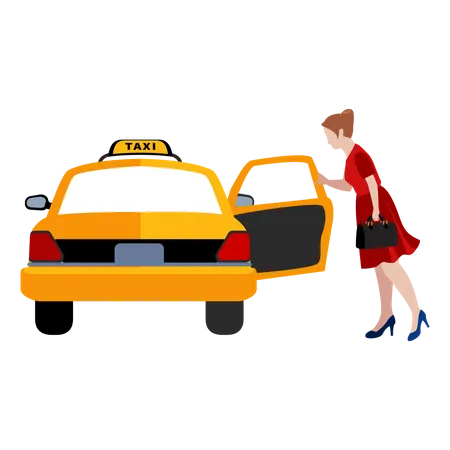 Free Femme voyageant en taxi  Illustration