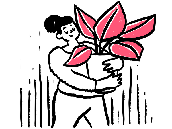 Free Fille avec plante  Illustration