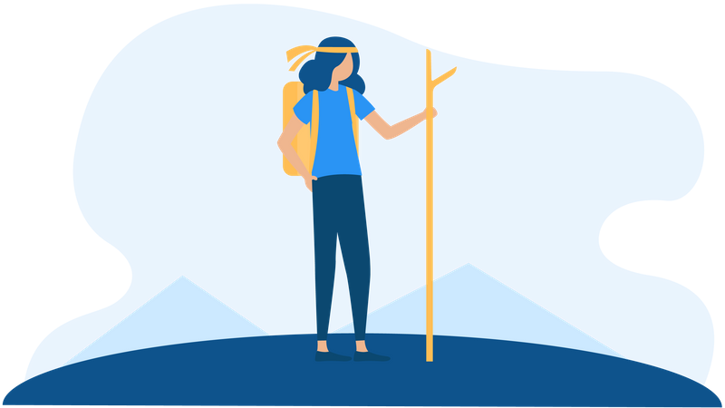 Free Fille avec sac à dos partant en randonnée  Illustration
