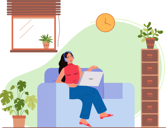 Free Fille faisant un appel vidéo  Illustration