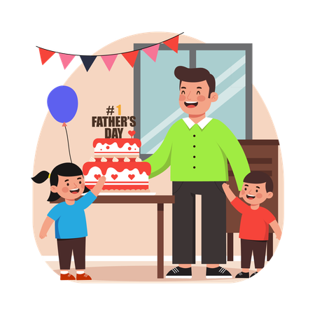 Free Une fille offre une surprise d'anniversaire à son père  Illustration
