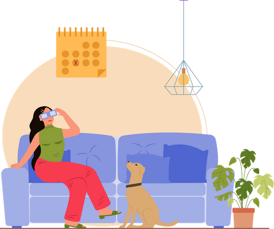 Free Fille voyant une vidéo en réalité virtuelle  Illustration