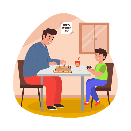 Free Fils jouant à un jeu de société avec son père  Illustration
