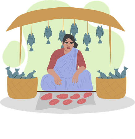 Free Fish Market  Illustration