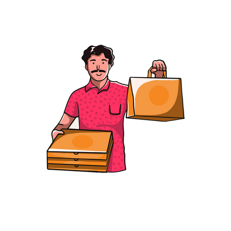 Free Food Delivery Boy  イラスト
