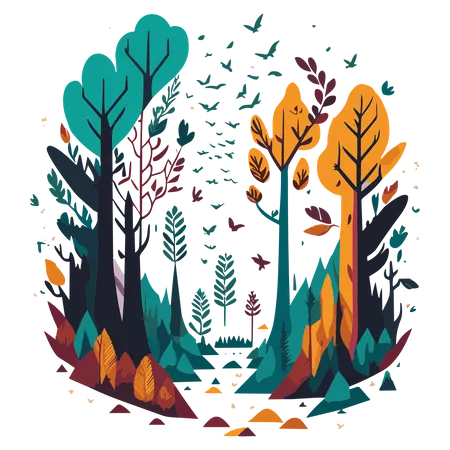 Free Forest Clipart Is Used For Print On Demand Designs Apparel And Home Decor Allowing You To Bring The Beauty Of Nature Into Your Products And Create A Captivating And Serene Atmosphere Illustration