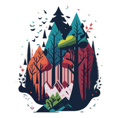 Free Forest view  Illustration