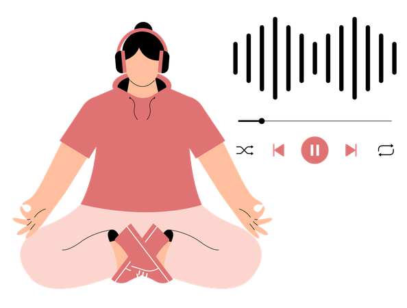 Free Frau hört Musik beim Yoga  Illustration