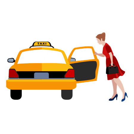 Free Frau reist durch Taxi  Illustration