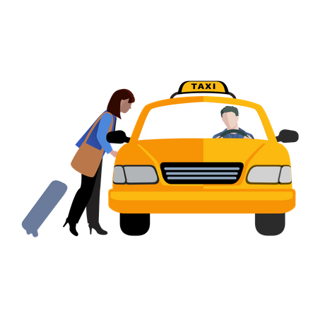 Free Frau spricht mit Taxifahrer  Illustration