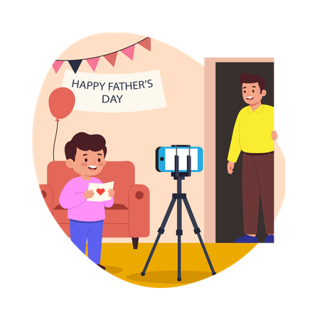 Free Garçon faisant un photomaton pour la fête des pères  Illustration