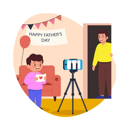 Free Garçon faisant un photomaton pour la fête des pères  Illustration
