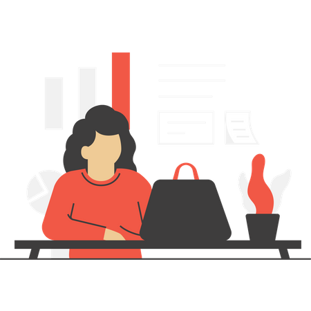 Free Geschäftsfrau die am laptop arbeitet  Illustration