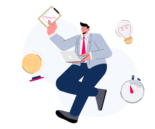 Free Unternehmer, der ein Unternehmen leitet  Illustration