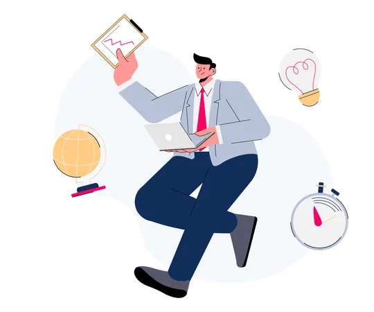 Free Unternehmer, der ein Unternehmen leitet  Illustration