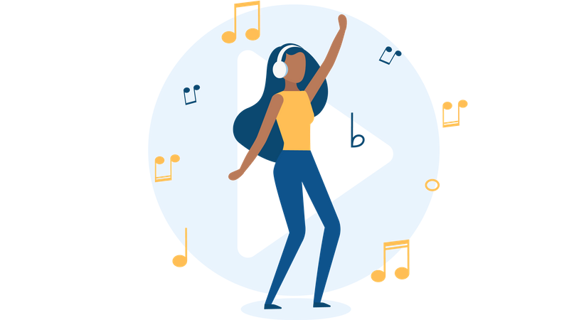 Free Girl enjoying music  Illustration