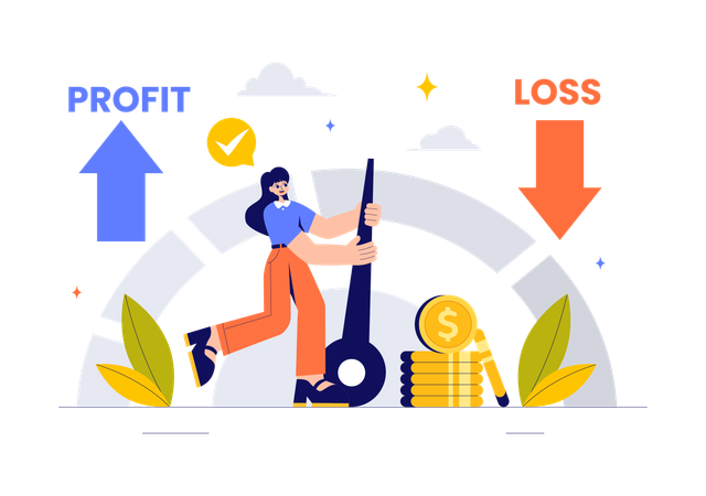 Free Girl measuring profit and loss  Illustration