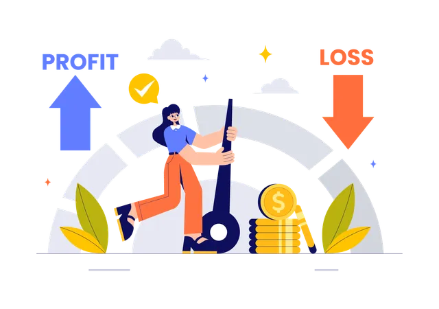 Free Girl measuring profit and loss  Illustration