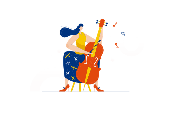 Free Girl playing cello  Illustration
