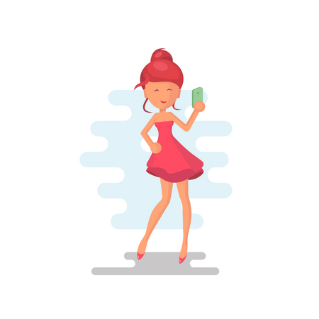 Free Girl taking selfie  Illustration