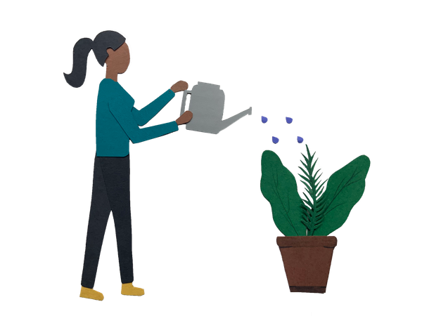 Free Girl watering plant using water can  Illustration