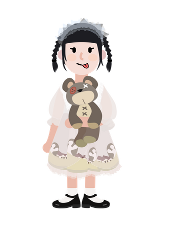 Free Girl with teddy bear  일러스트레이션