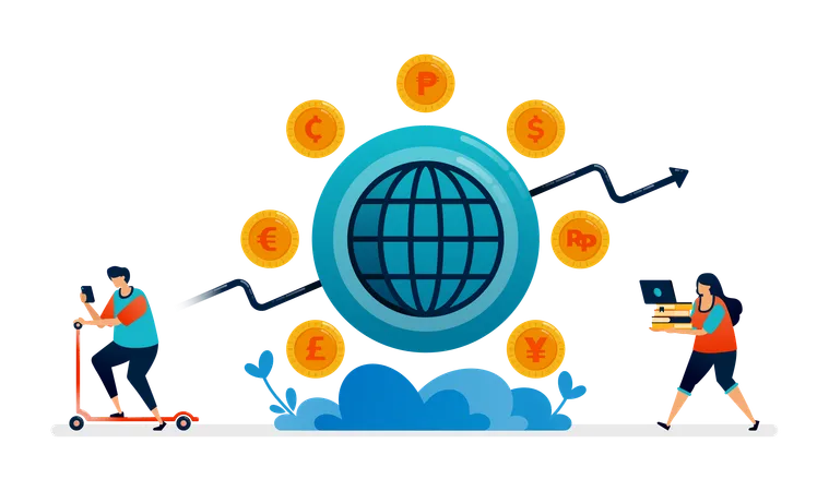 Free Global Currency Exchange  Illustration
