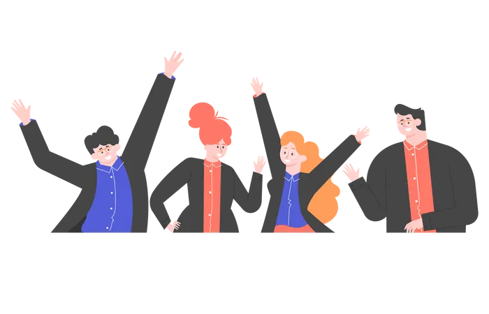 Free Group of happy business people  Illustration