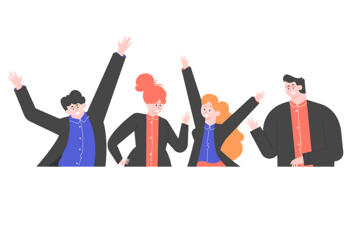 Free Group of happy business people  イラスト