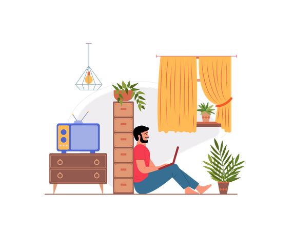 Free Guy working at home  Illustration
