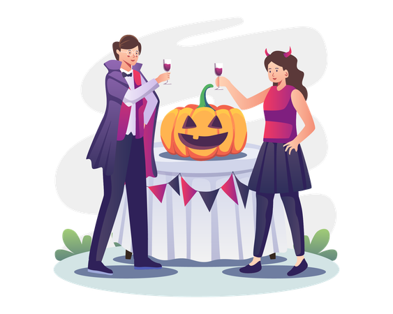 Free Halloween-Feier für Paare  Illustration