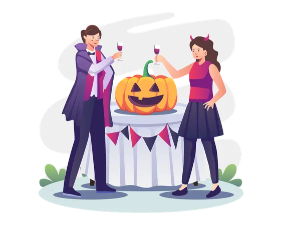 Free Halloween-Feier für Paare  Illustration