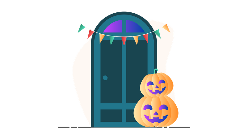 Free Halloween Pumpkin at the Door  Illustration