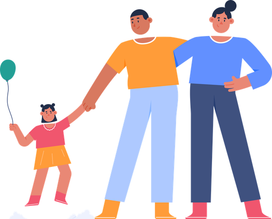 Free Happy family standing together  Illustration