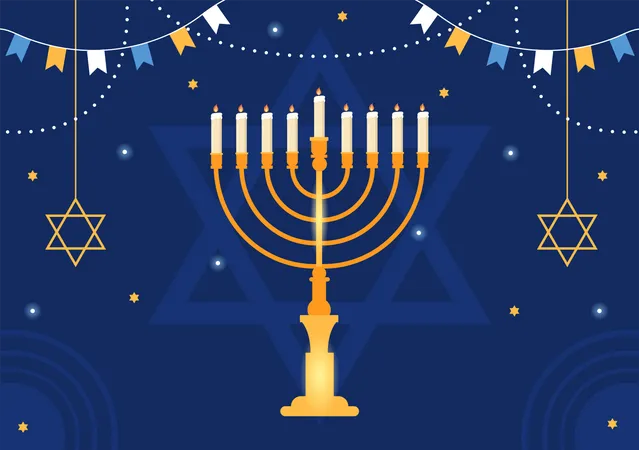 Free Happy Hanukkah Candle Illustration