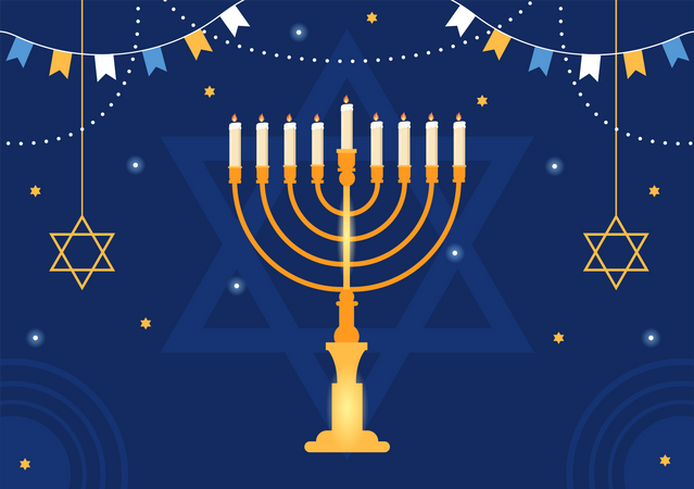 Free Happy Hanukkah Candle  イラスト