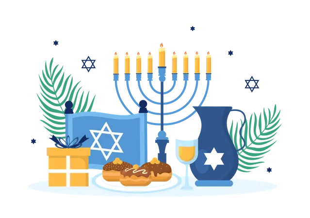 Free Happy Hanukkah Jewish Holiday Illustration